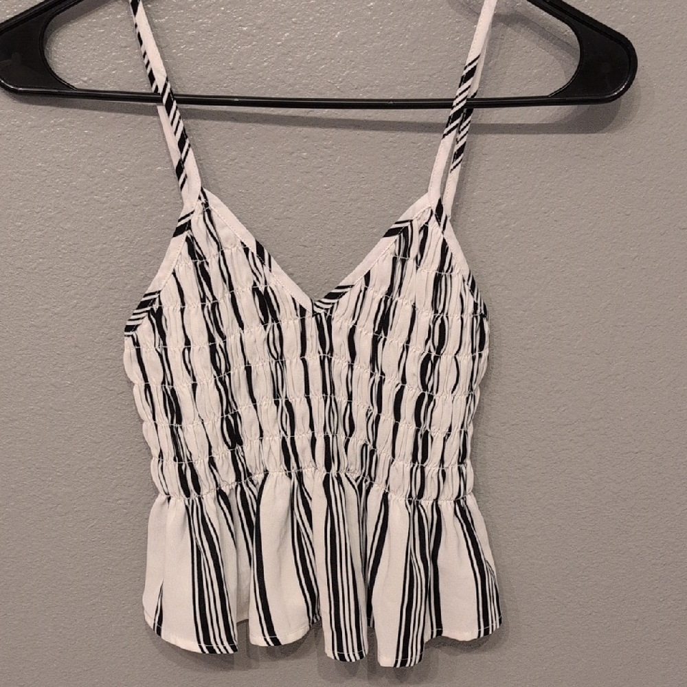 Black and White Striped Women's Top